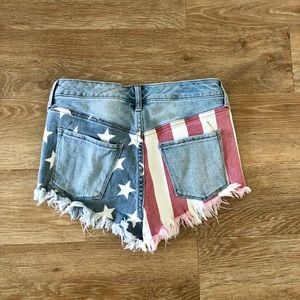 High rise jean shorts American flag size 4